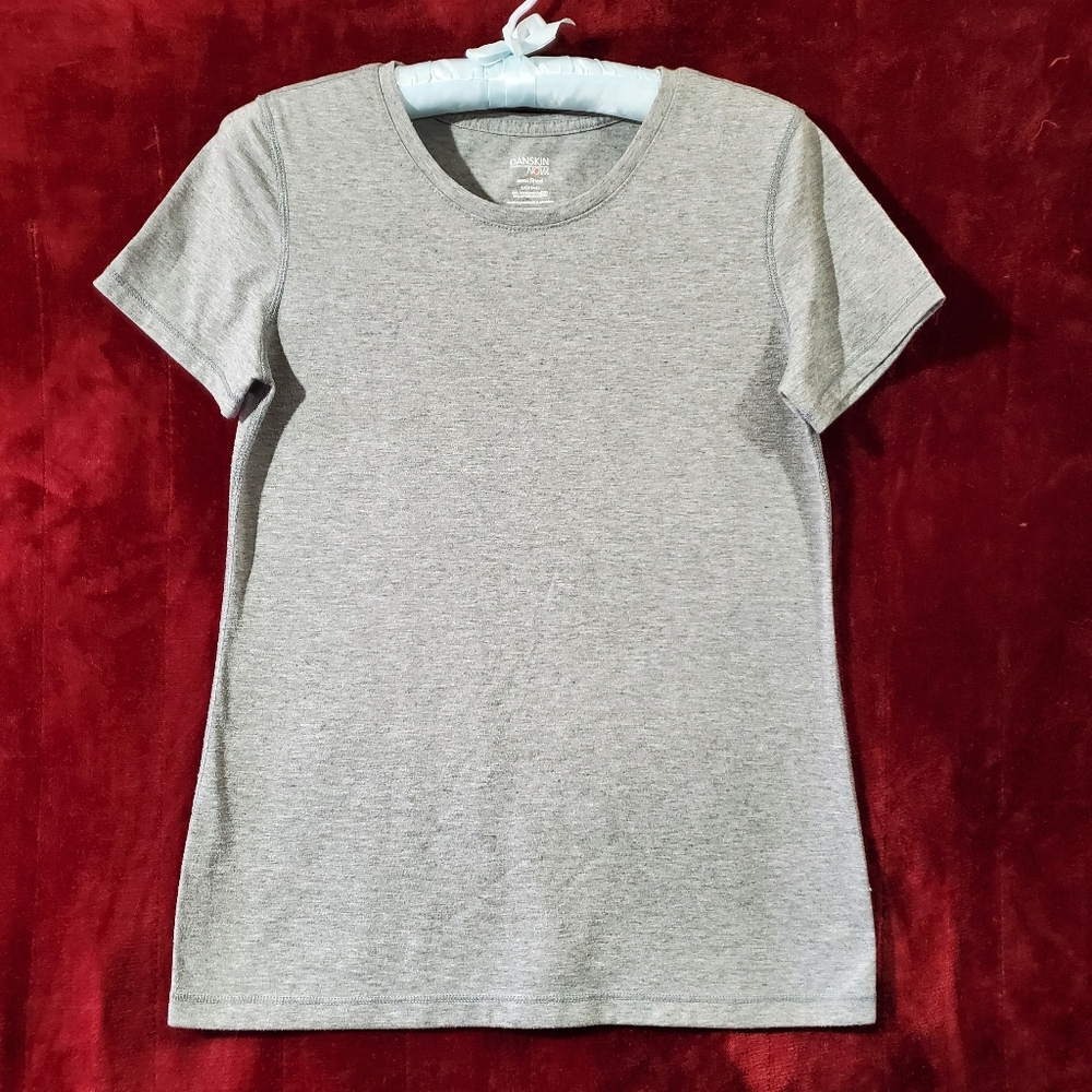 Danskin NOW Cotton Blend Semi Fitted Short Sleeve T-Shirt Light Heather …